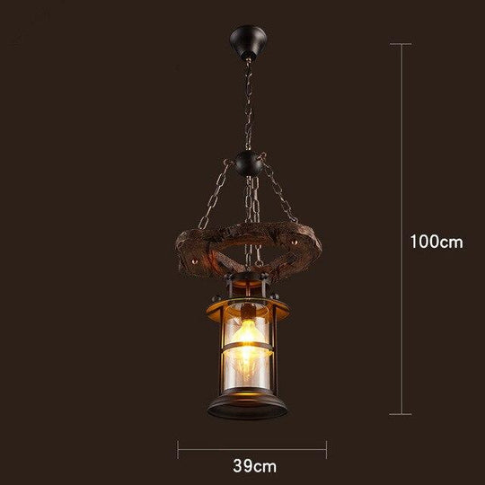 Loft Retro Old Boat Solid Wood Bar Industrial Pendant Lamp Vintage Creative Personality Wooden For