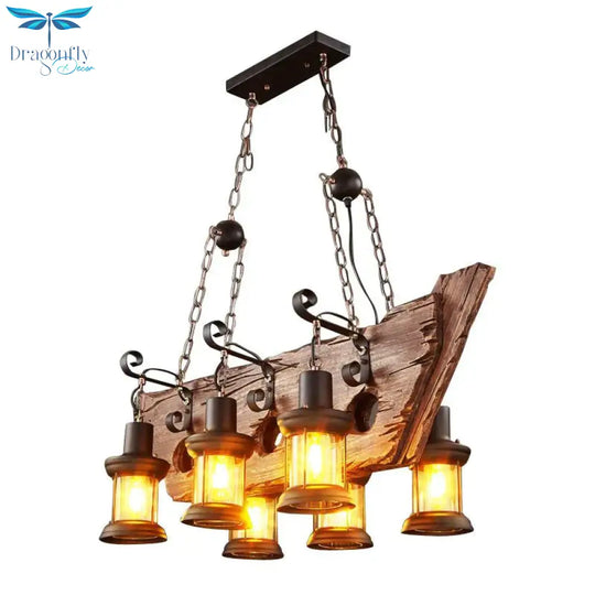 Loft Retro Old Boat Solid Wood Bar Industrial Pendant Lamp Vintage Creative Personality Wooden For