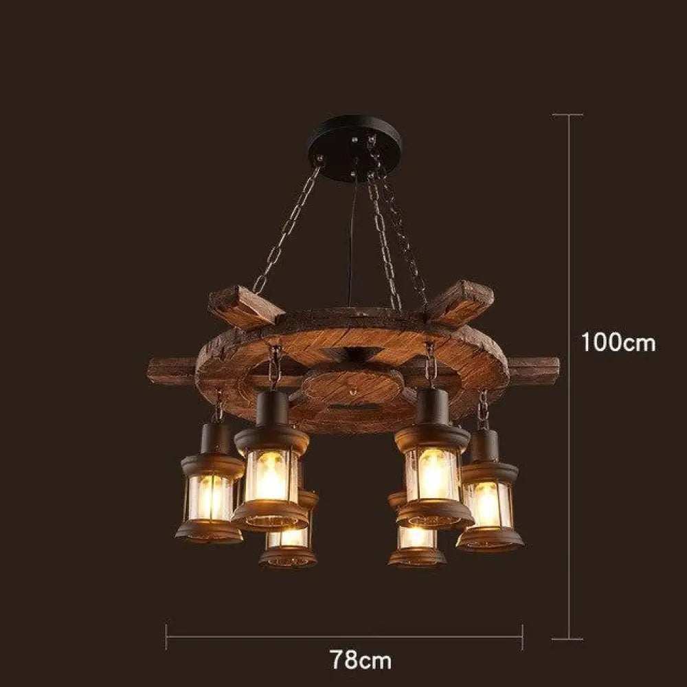 Loft Retro Old Boat Solid Wood Bar Industrial Pendant Lamp Vintage Creative Personality Wooden For