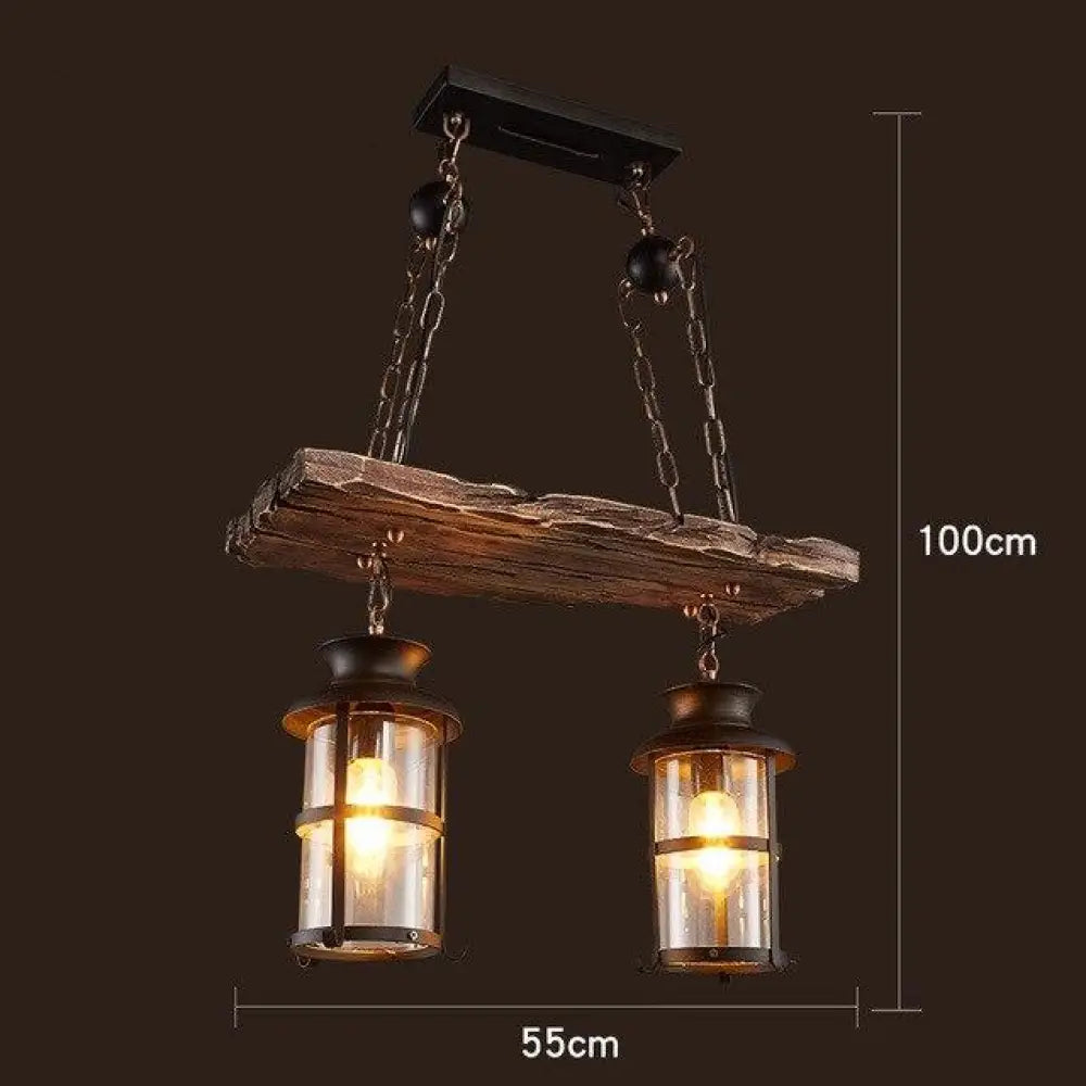 Loft Retro Old Boat Solid Wood Bar Industrial Pendant Lamp Vintage Creative Personality Wooden For