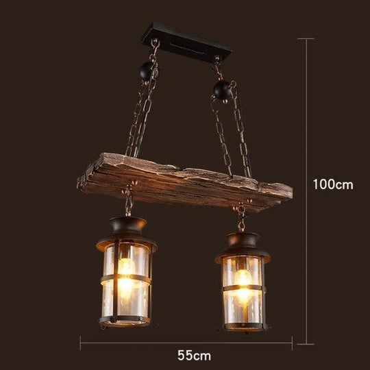 Loft Retro Old Boat Solid Wood Bar Industrial Pendant Lamp Vintage Creative Personality Wooden For