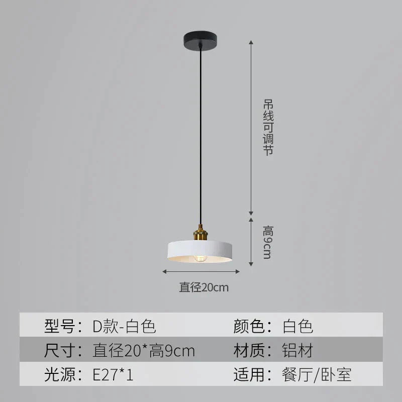 Loft Style Aluminum Pendant Lights Minimalist Modern Hanging E27 Lampshade Decor Restaurant Light