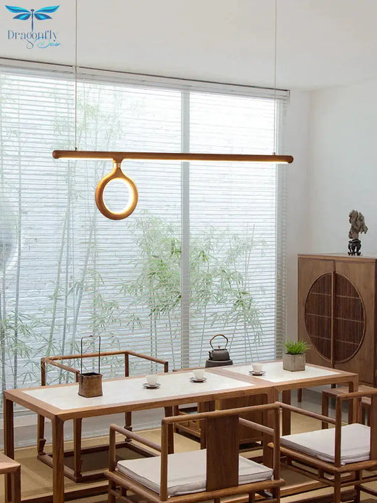 Long Chandelier Study Light Luxury Simple Wind Tea Room Lamp Log Nordic Minimalist Creative Solid