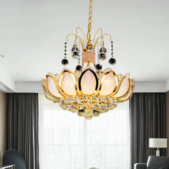 Lotus Crystal Ball Ceiling Chandelier Modernism 4/5/8 Lights Gold Pendant Lighting Fixture 4 /