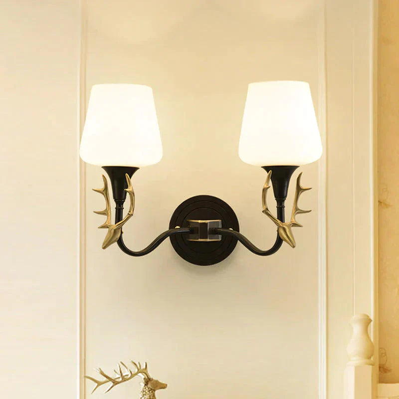 Lovely Antler Bedroom Bedside Staircase Full Copper Wall Lamp Lamps