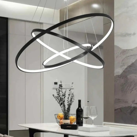 Lumulox Pendant Lights For Living Room Foyer 1/2/3 Circle Rings Acrylic Aluminum Body Led Lamp