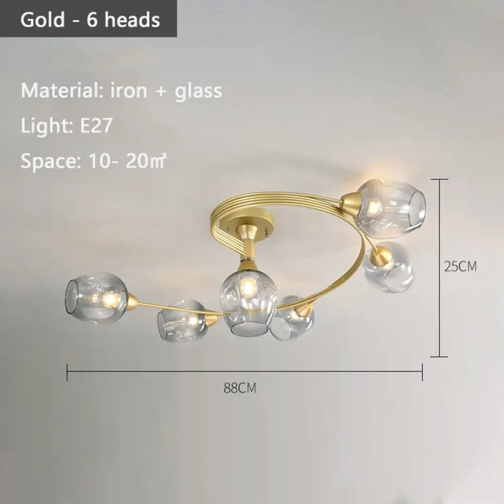 Luna Art Deco Series - Nordic Modern Glass Molecular Led Ceiling Lamp For Living Room Dining