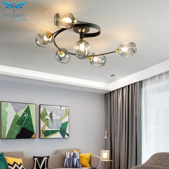 Luna Art Deco Series - Nordic Modern Glass Molecular Led Ceiling Lamp For Living Room Dining