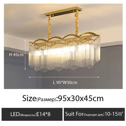 Luxe Serenity: Post - Modern Minimalist Crystal Glass Chandeliers For Elegant Spaces L95Cm