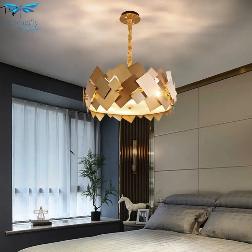 Luxury Atmosphere Lustre Gold Led Ring Chandelier Suspension Modern Art Decor Home Living Room