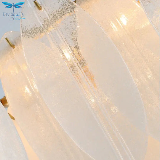Luxury Brass Chandelier Living Milky White Glass Feather Lustre Hall Copper Lighting Corridor