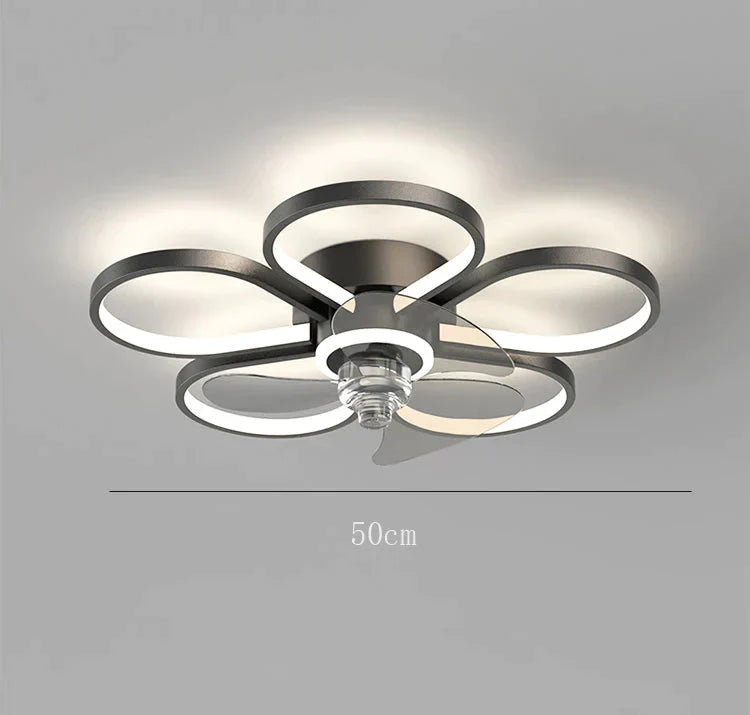 Luxury Ceiling Fan Lamp Bedroom Ultra - Thin Quiet Restaurant With Electric Black / Dia50Cm Tri -