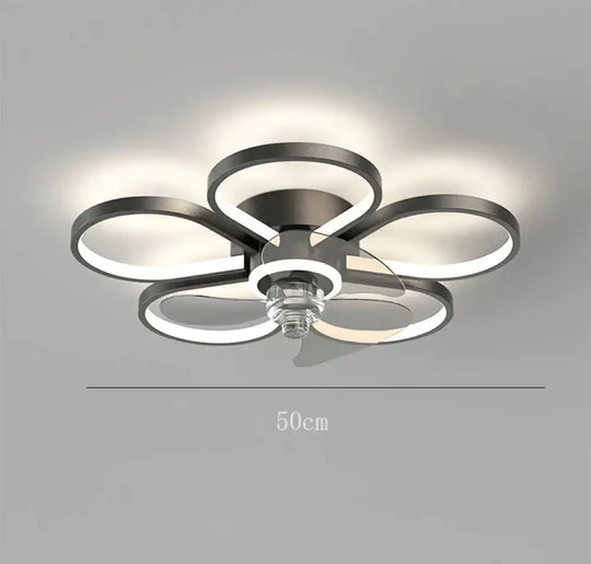 Luxury Ceiling Fan Lamp Bedroom Ultra - Thin Quiet Restaurant With Electric Black / Dia50Cm Tri -