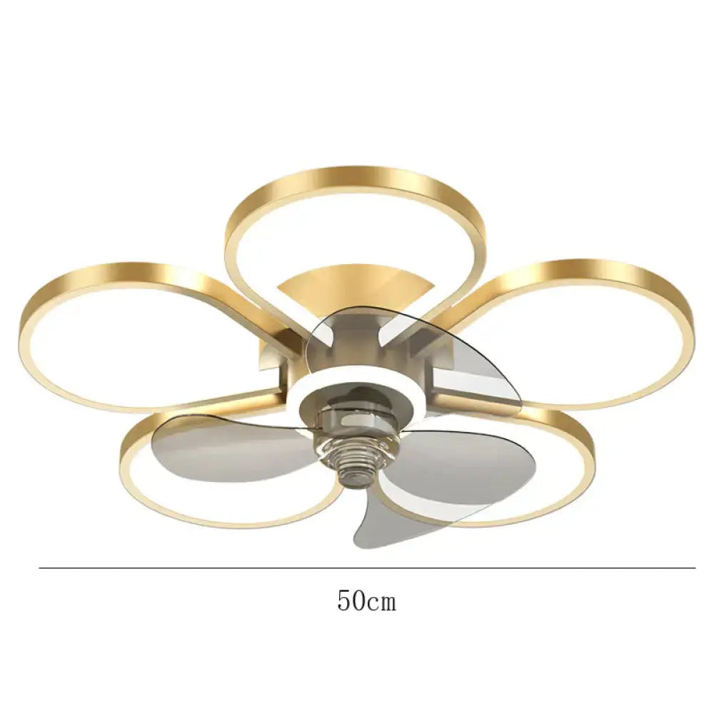 Luxury Ceiling Fan Lamp Bedroom Ultra - Thin Quiet Restaurant With Electric Gold / Dia50Cm Tri -