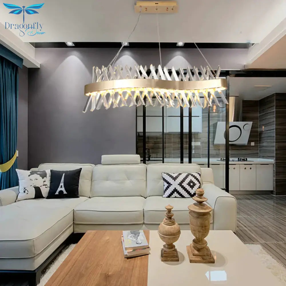 Luxury Crystal Pendant Light Living Room Led Lamps Dining Modern Hanging Lighting Bedroom Kitchen