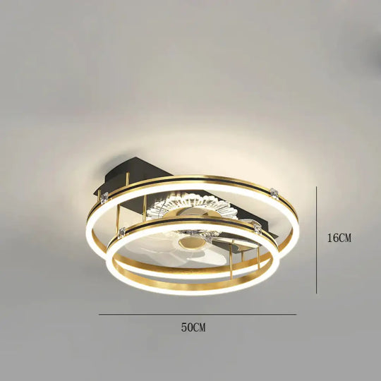 Luxury Fan Living Room Round Ceiling Lamp Simple Lamps Black / C Stepless Dimming