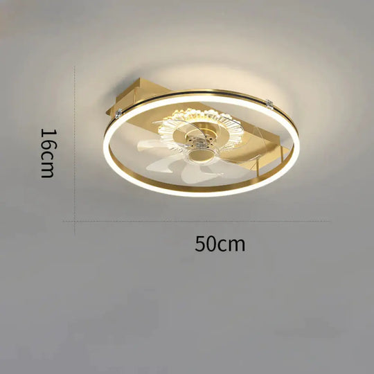 Luxury Fan Living Room Round Ceiling Lamp Simple Lamps Gold / A Stepless Dimming