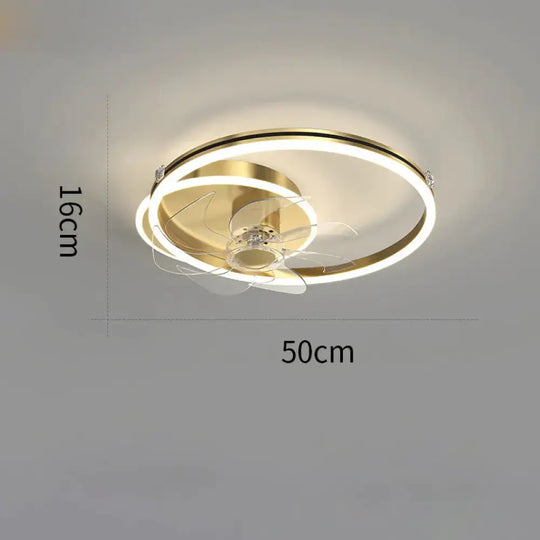 Luxury Fan Living Room Round Ceiling Lamp Simple Lamps Gold / B Stepless Dimming