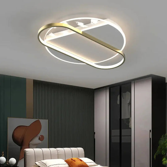 Luxury Feather Ceiling Lamp Living Room Bedroom Dining Creative Lamps Gold / Round Tri - Color Light