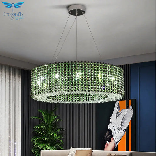Luxury Green Creative Chandelier For Living Dining Room Home Decor Modern Round Hanging Lamp Led