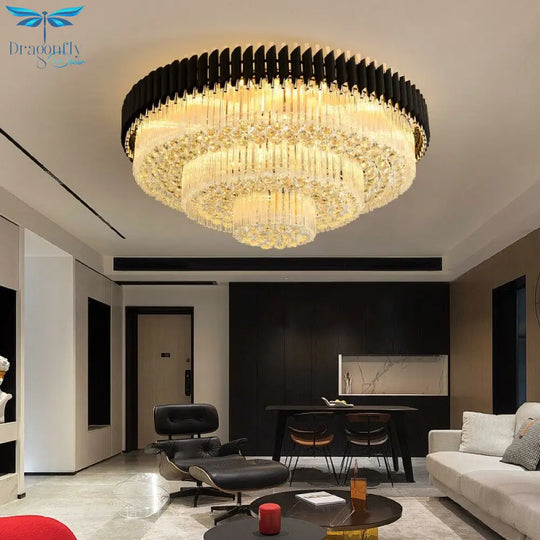 Luxury Rectangular Crystal Ceiling Lamp - Dazzling Large - Scale Lighting For Elite Living Rooms &