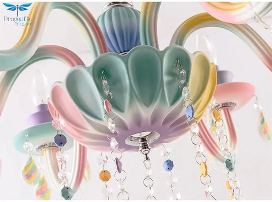 Macaron Chandelier Crystal Lamp Living Room Bedroom Dining Children’s Girl Princess Decoration