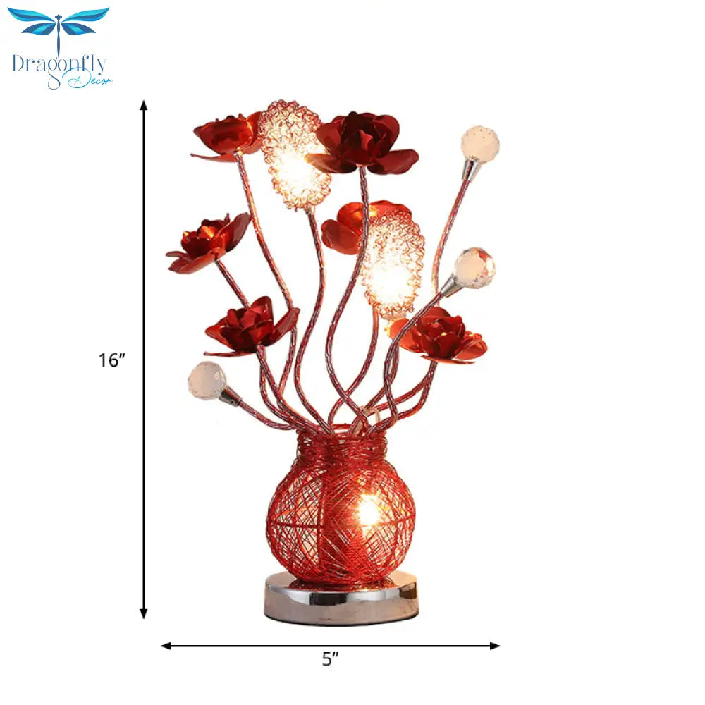 Madison - Led Flower Nightstand Lamp With Jar Base