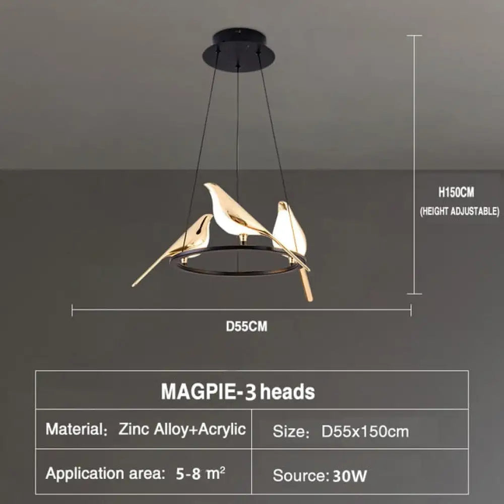 Magpie Bird Ceiling Chandelier For Dining Room Luminaire Suspension Pendant Lamp Decorative