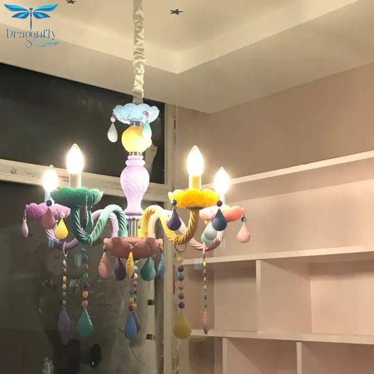Makaron Color Crystal Pendant Lamp Children Bedroom Creative Fantasy Luminaire Stained Glass Lustre