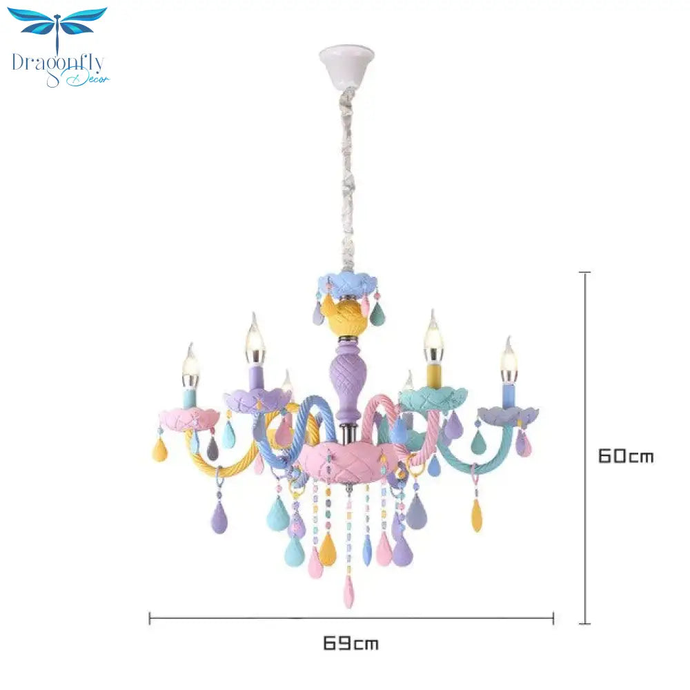 Makaron Color Crystal Pendant Lamp Children Bedroom Creative Fantasy Luminaire Stained Glass Lustre