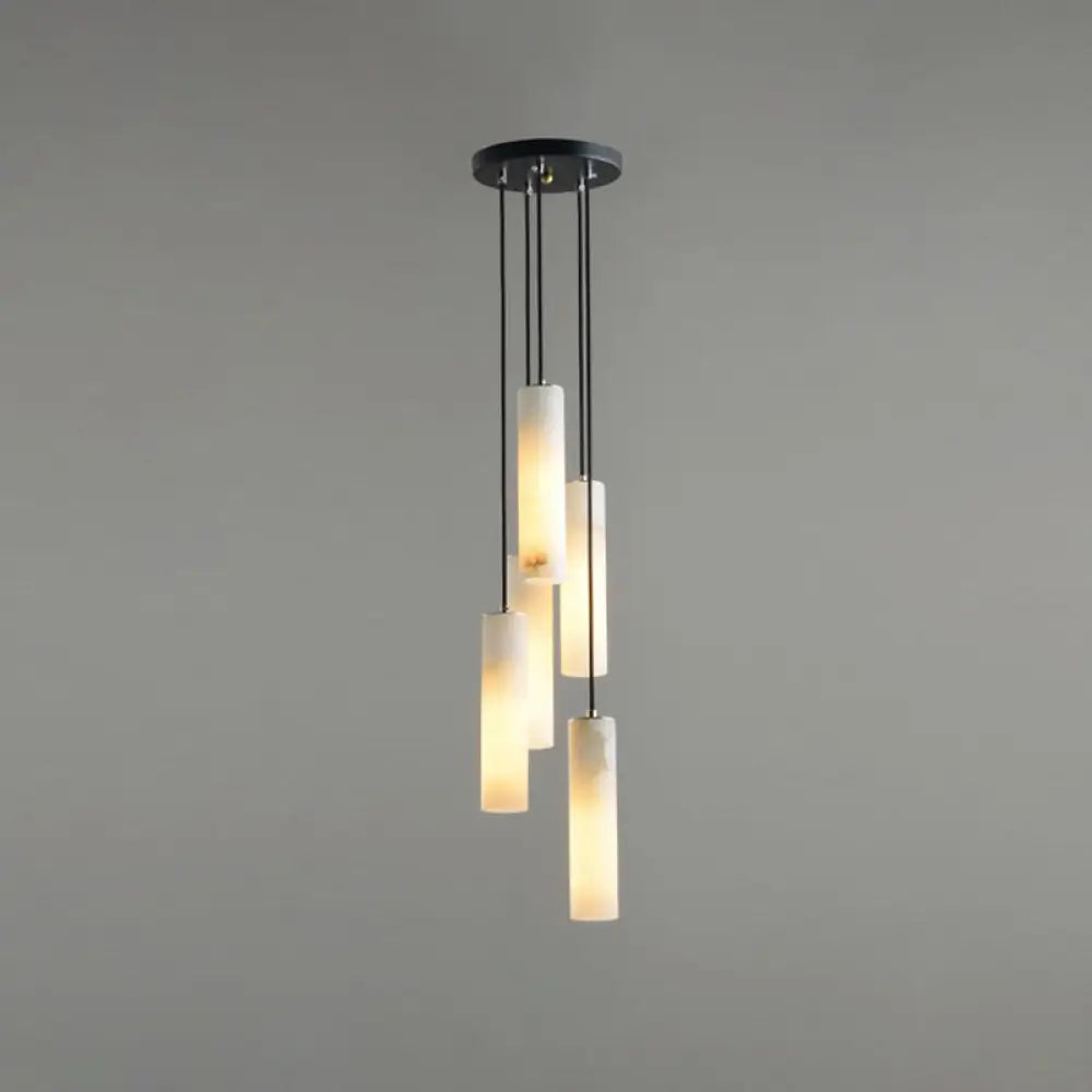 Marble Tubular Minimalistic Hanging Ceiling Light In White 5 / Pendant Lighting