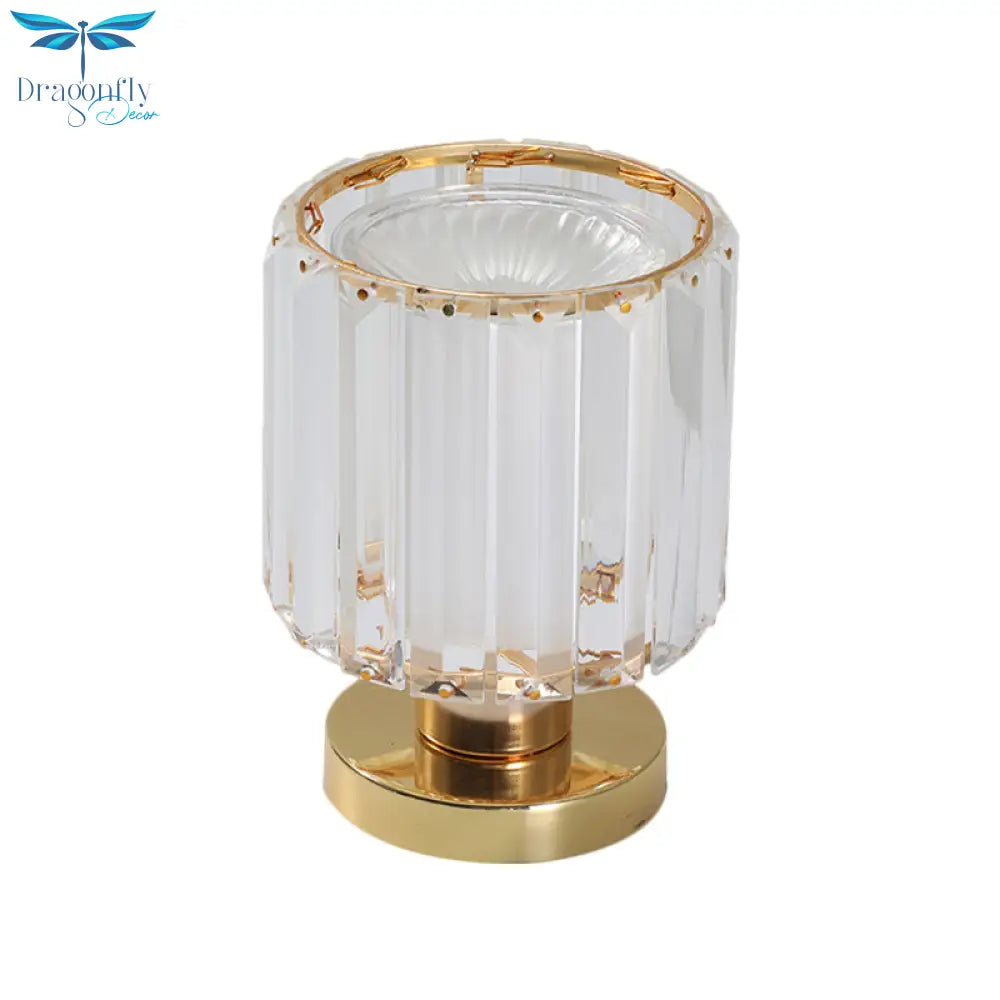 Mary - Modern Gold Finish Nightstand Lamp With Crystal Prisms Shade