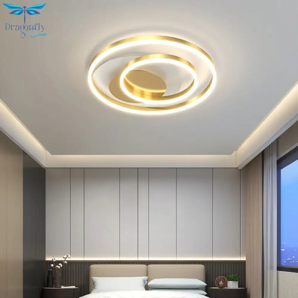 Master Bedroom Chandelier Gold/Black Creative Personality Romantic Led Ceiling Lights Round Simple