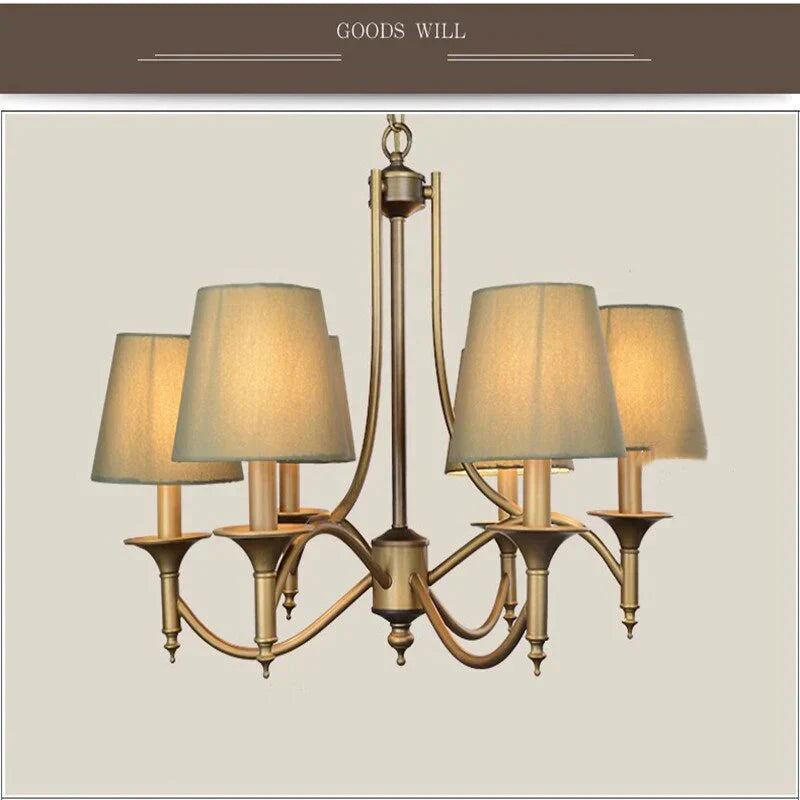 Metal Bronze Chandelier 6/8 Heads For Living Room Ceiling Light