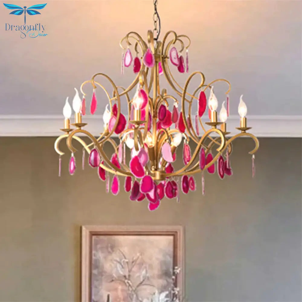 Metal Candelabra Ceiling Chandelier Rural 5/9/12 Lights Dining Room Hanging Pendant Light In
