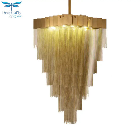 Metal Conical Chandelier Lamp Traditional 16 Lights Living Room Suspension Lighting In Brass