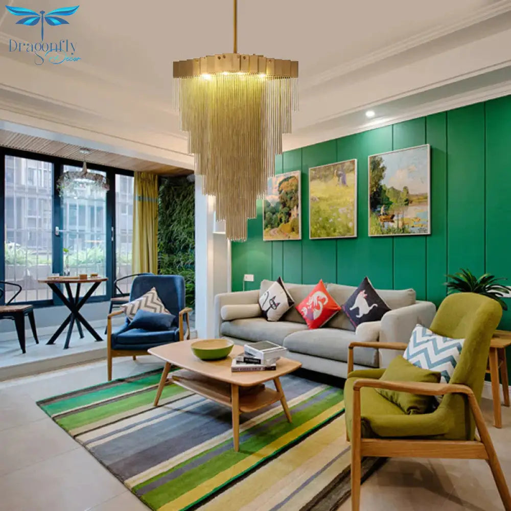 Metal Conical Chandelier Lamp Traditional 16 Lights Living Room Suspension Lighting In Brass