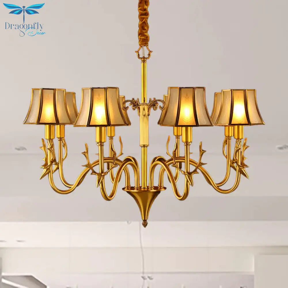 Metal Gold Chandelier Lighting Curved Arm 3/5/6 Lights Colonialist Hanging Lamp Kit