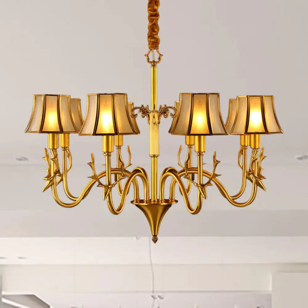 Metal Gold Chandelier Lighting Curved Arm 3/5/6 Lights Colonialist Hanging Lamp Kit 6 /