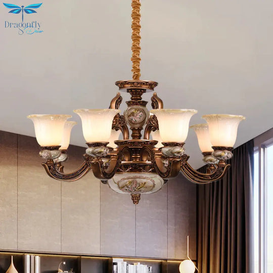 Metal Swooping Arm Ceiling Chandelier Traditional Style 6/8 Lights For Living Room Dining Room