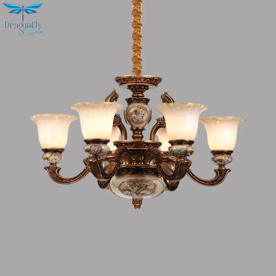Metal Swooping Arm Ceiling Chandelier Traditional Style 6/8 Lights For Living Room Dining Room