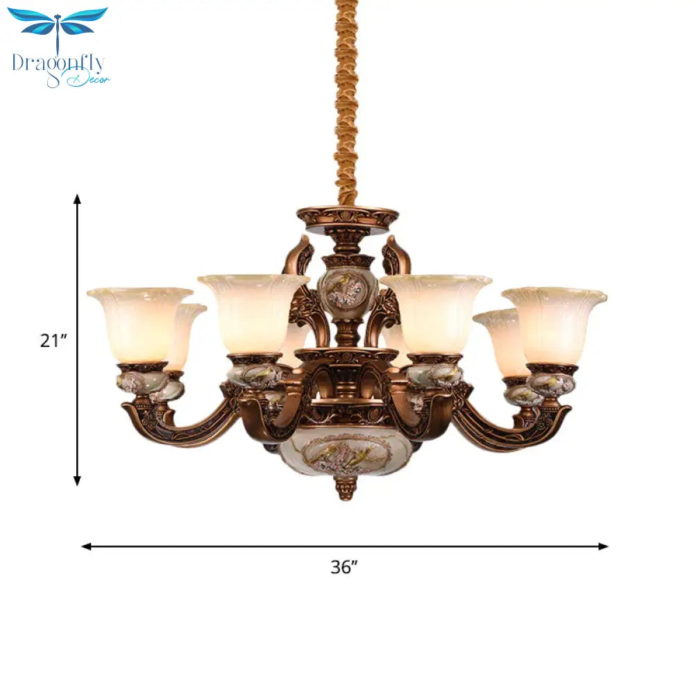 Metal Swooping Arm Ceiling Chandelier Traditional Style 6/8 Lights For Living Room Dining Room