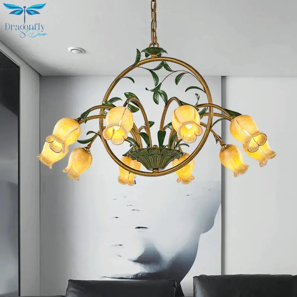 Metal Tulip Ceiling Chandelier Romantic Pastoral 6/8/10 Bulbs Living Room Led Hanging Pendant Light