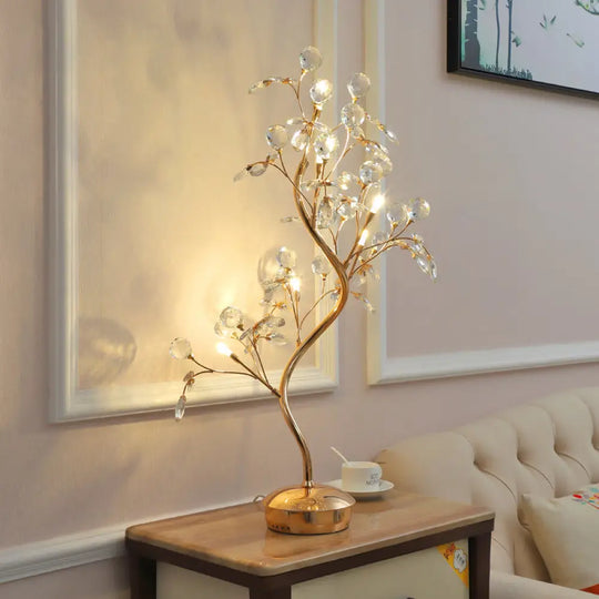 Mia - Gold Branch Beveled Crystal Table Light Postmodern Living Room Led Nightstand Lighting In