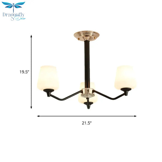 Milky Glass Sputnik Hanging Chandelier Classic 3/6 Lights Living Room Pendant Light With Cup Shade