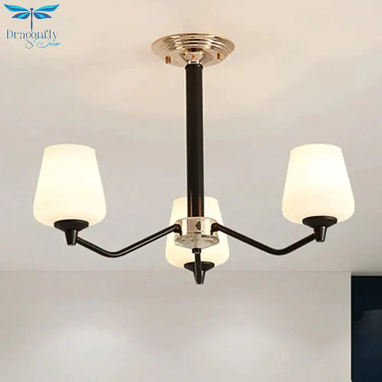 Milky Glass Sputnik Hanging Chandelier Classic 3/6 Lights Living Room Pendant Light With Cup Shade