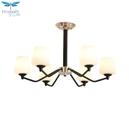 Milky Glass Sputnik Hanging Chandelier Classic 3/6 Lights Living Room Pendant Light With Cup Shade