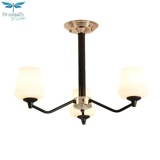 Milky Glass Sputnik Hanging Chandelier Classic 3/6 Lights Living Room Pendant Light With Cup Shade