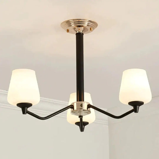 Milky Glass Sputnik Hanging Chandelier Classic 3/6 Lights Living Room Pendant Light With Cup Shade