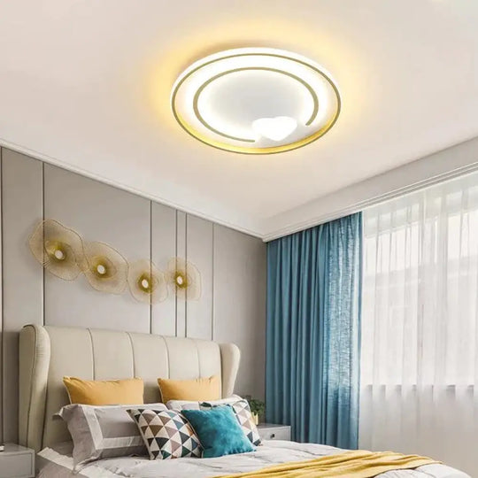 Minimalist Heart - Shaped Light In The Bedroom Led Ceiling Lamp 40Cm / Tricolour Light